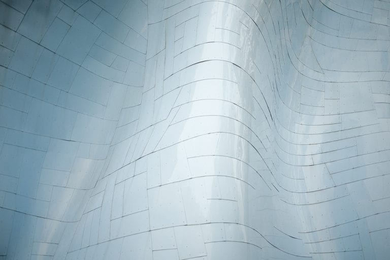 Abstract image of the exterior architecture of EMP in Seattle